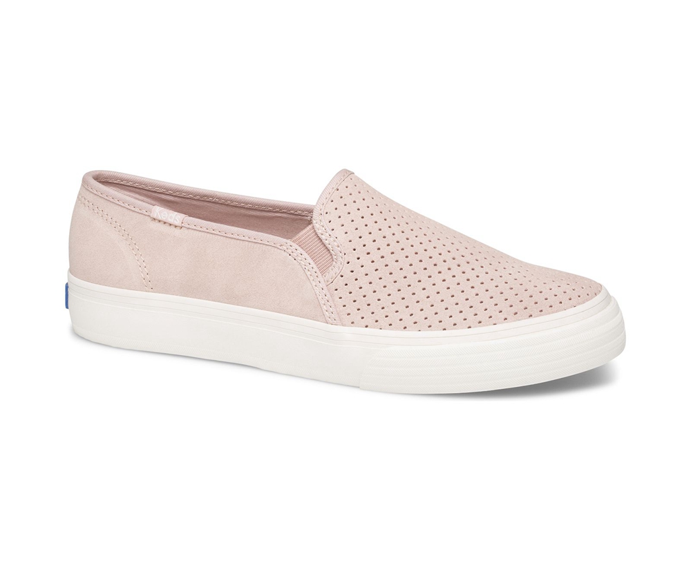 Slip Ons Keds Mujer Rosas - Double Decker Perf Suede - 318-AKGTJY